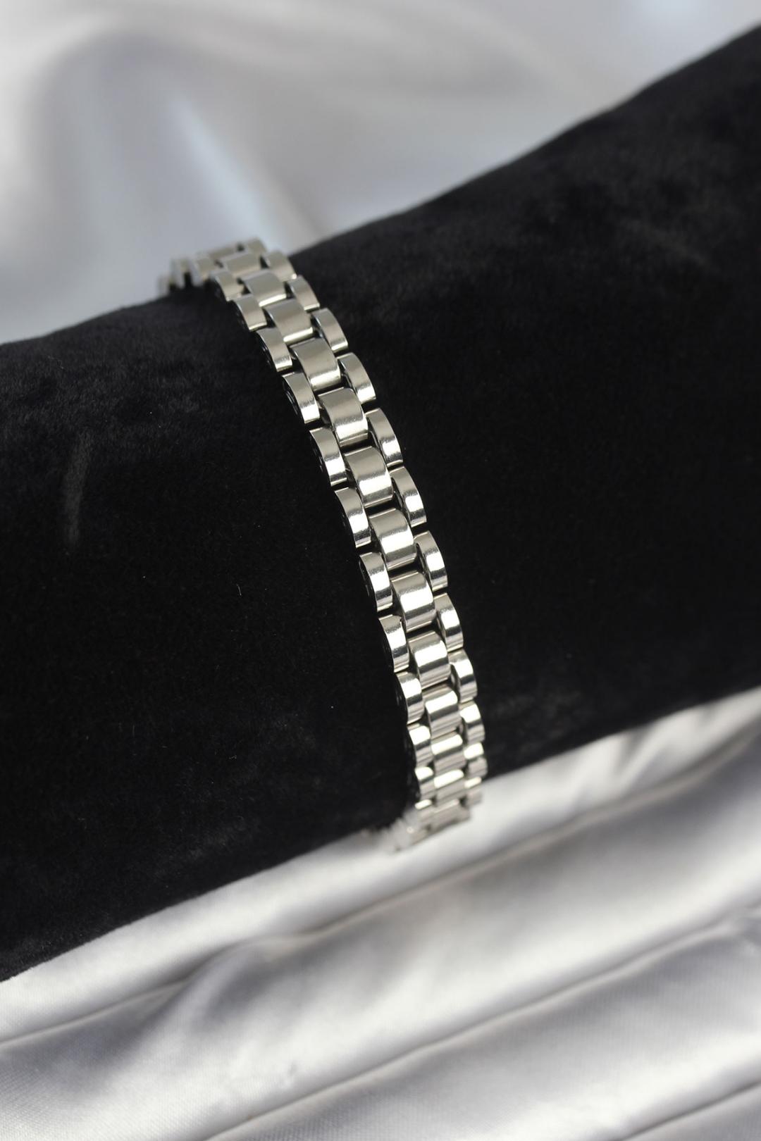 316L Çelik Gümüş Renk 7 mm Kalınlık Bileklik