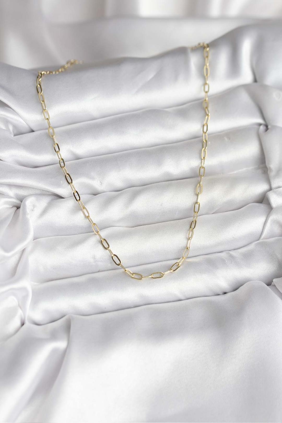 14K Gold Renk Kaplama Ataç Zincir Model CM Kadın Kolye