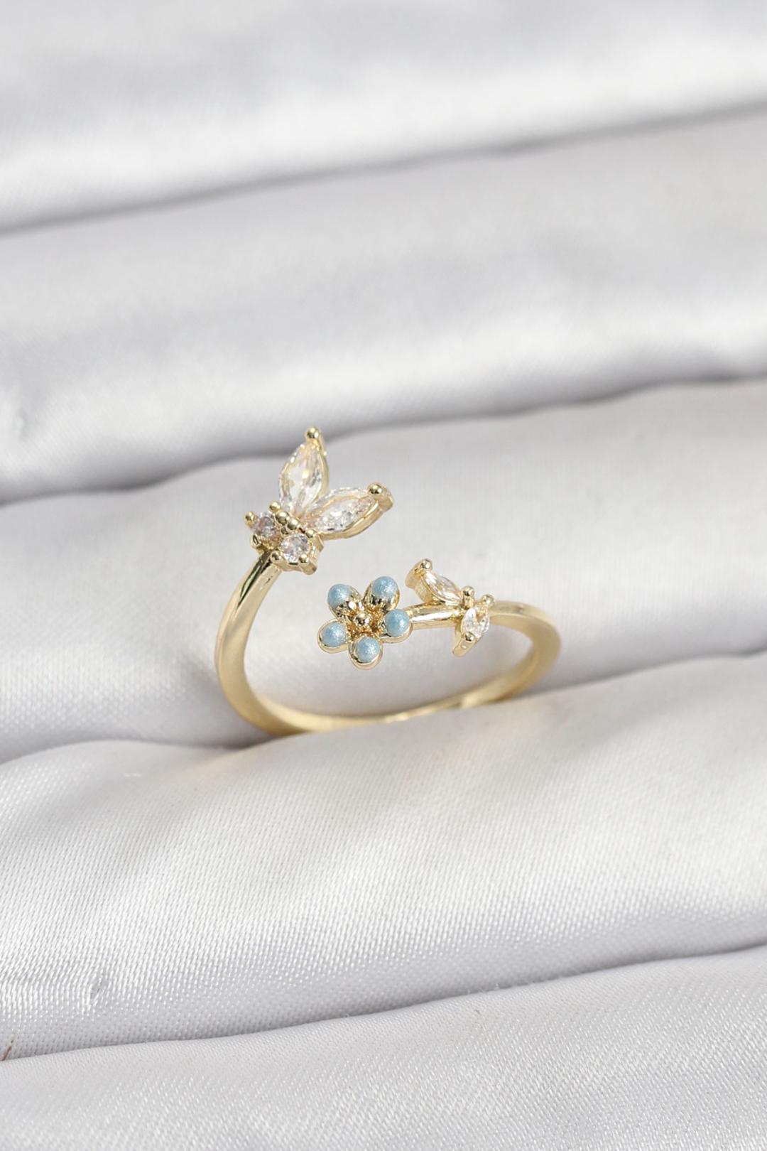 Pirinç Gold Renk Kelebek Model Kadın Yüzük