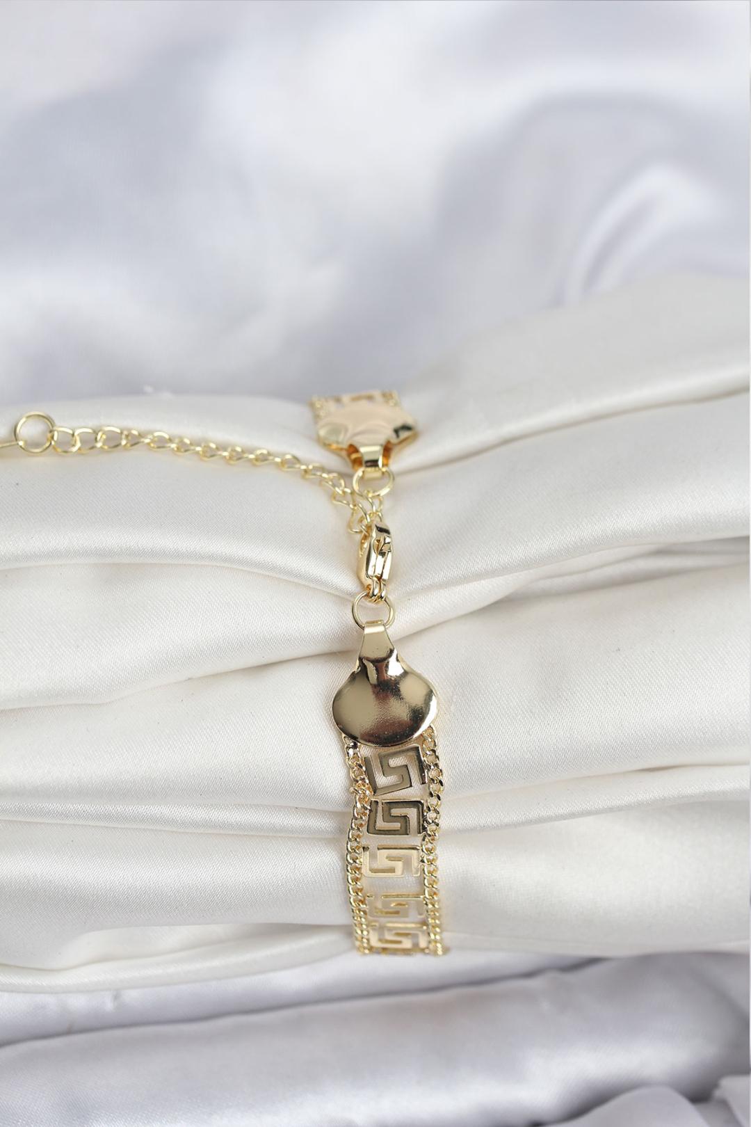 16L Çelik Gold Renk Labirent Model Kadın Bileklik