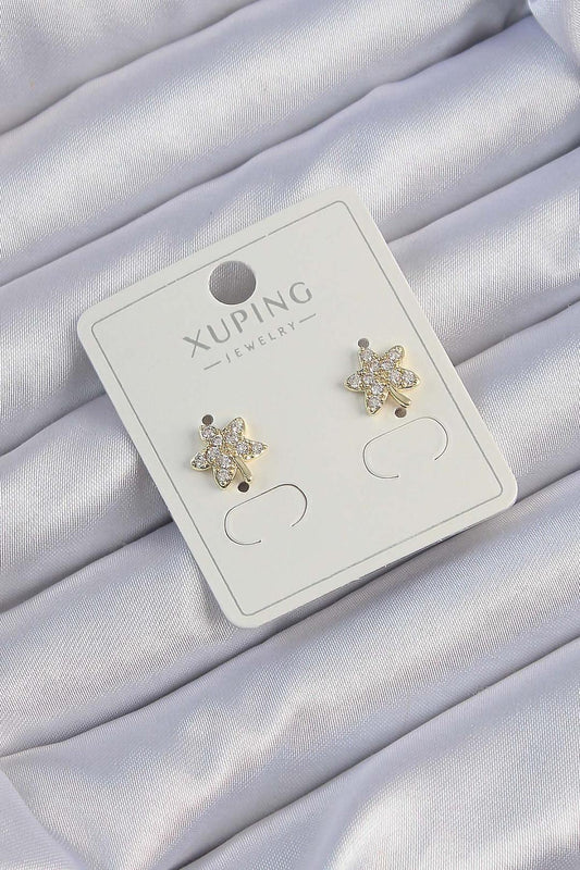 Xuping Gold Renk Zirkon Taşlı Yaprak Küpe