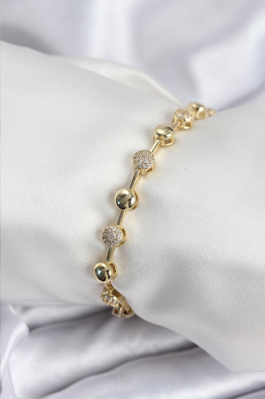Pirinç VIP Seri Gold Renk Topçuk Model Kadın Bileklik