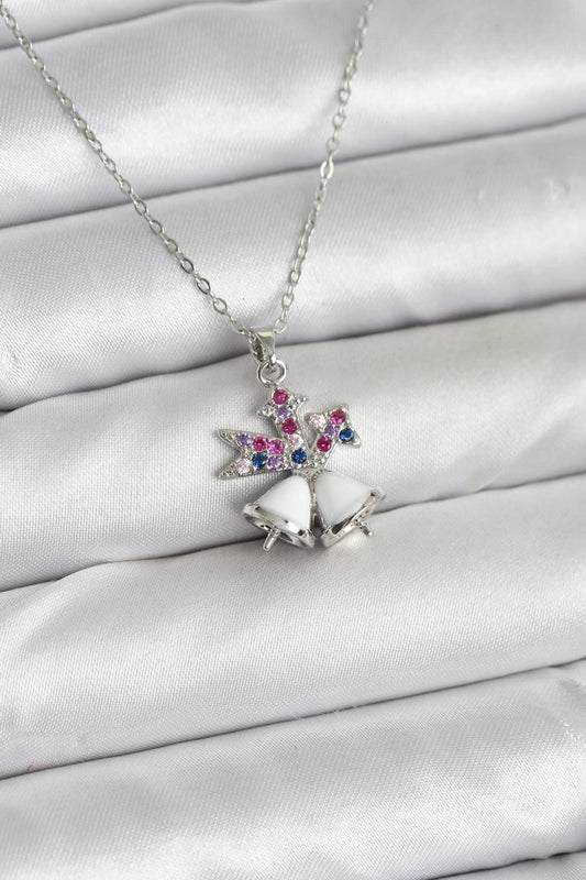 316L Çelik Zincir Gümüş Renk Chirtsmas Bell Model Yılbaşı Temalı Kadın Kolye