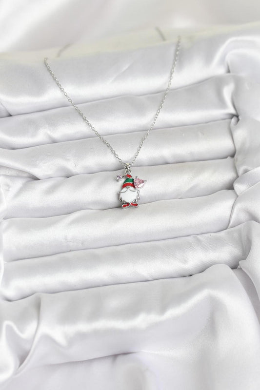 316L Çelik Zincir Gümüş Renk Yılbaşı Teması Kadın Kolye