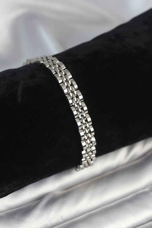 316L Çelik 7 mm Kalınlıkta Gümüş Renkli Bileklik