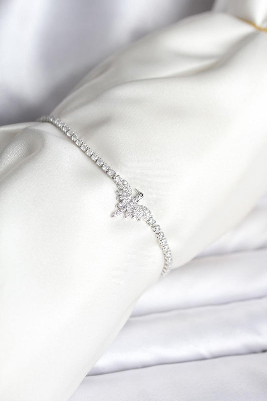 Anka Kuşu Model Zirkon Taşlı Gümüş Renk Pirinç Su Yolu Kadın Bileklik