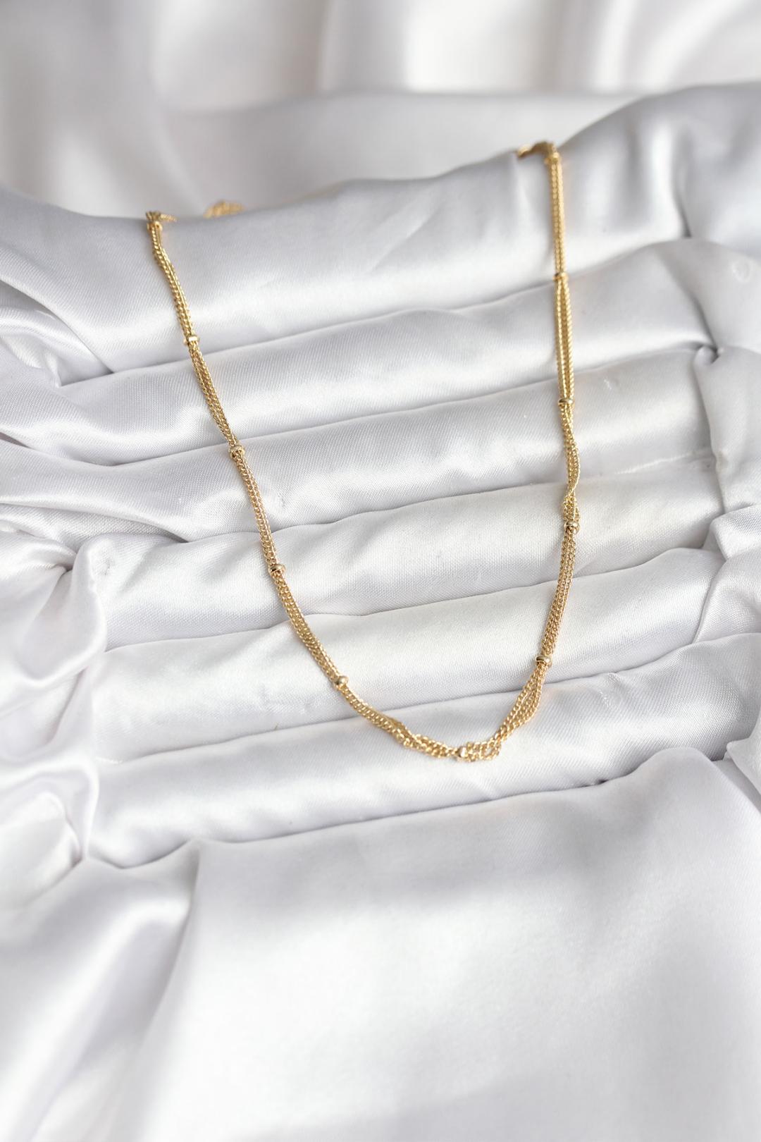 14K Gold Renk Kaplama Topçuk Zincirli Model CM Kadın Kolye