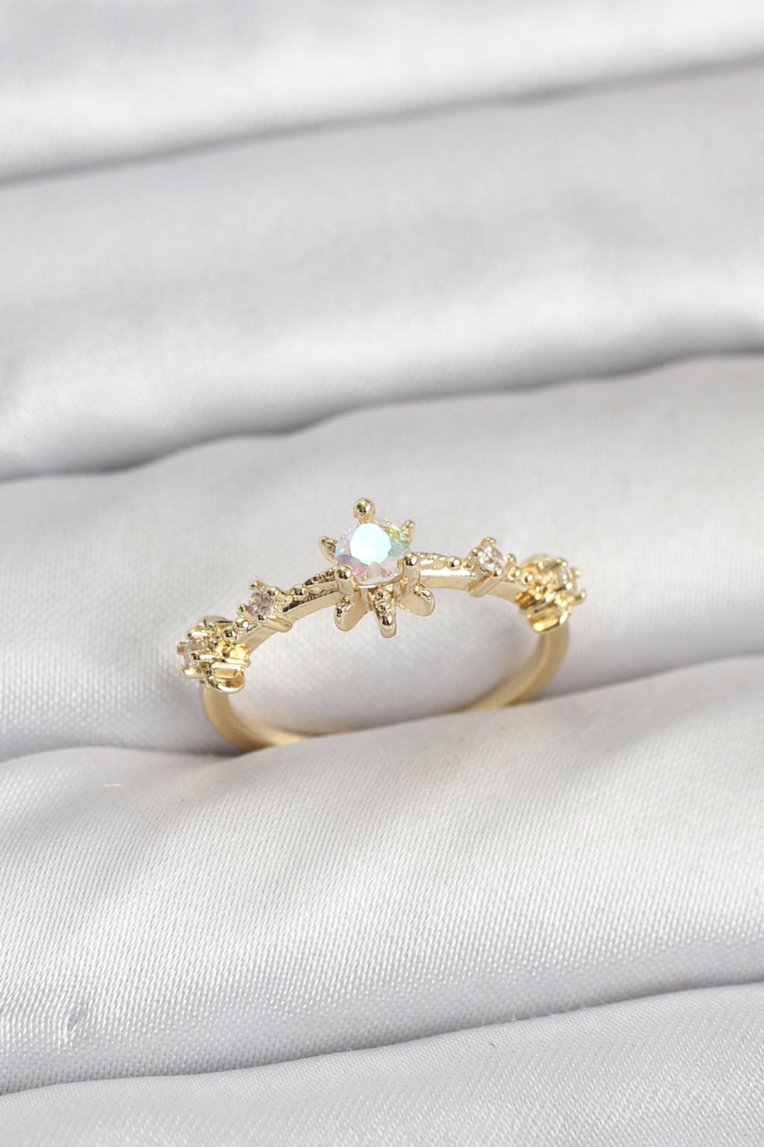 Gold Renk Pirinç Yıldız Model Kadın Yüzük