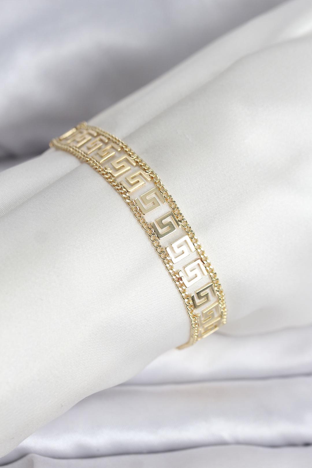 16L Çelik Gold Renk Labirent Model Kadın Bileklik