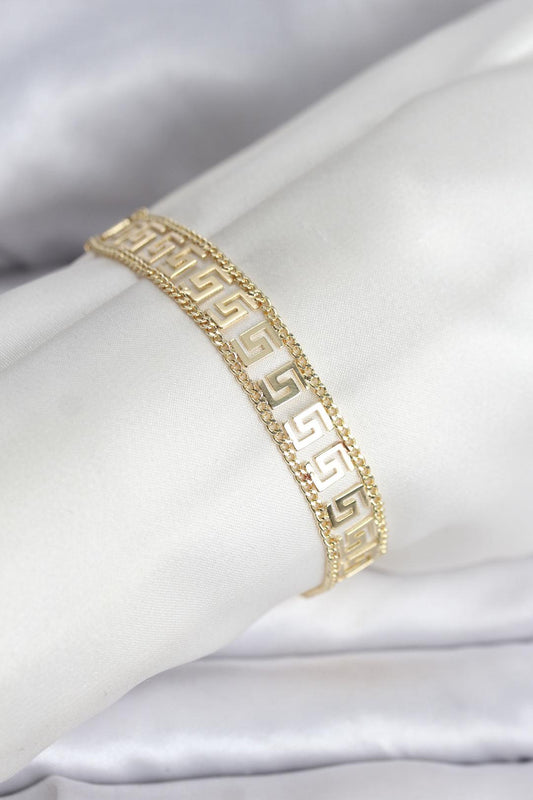 16L Çelik Gold Renk Labirent Model Kadın Bileklik