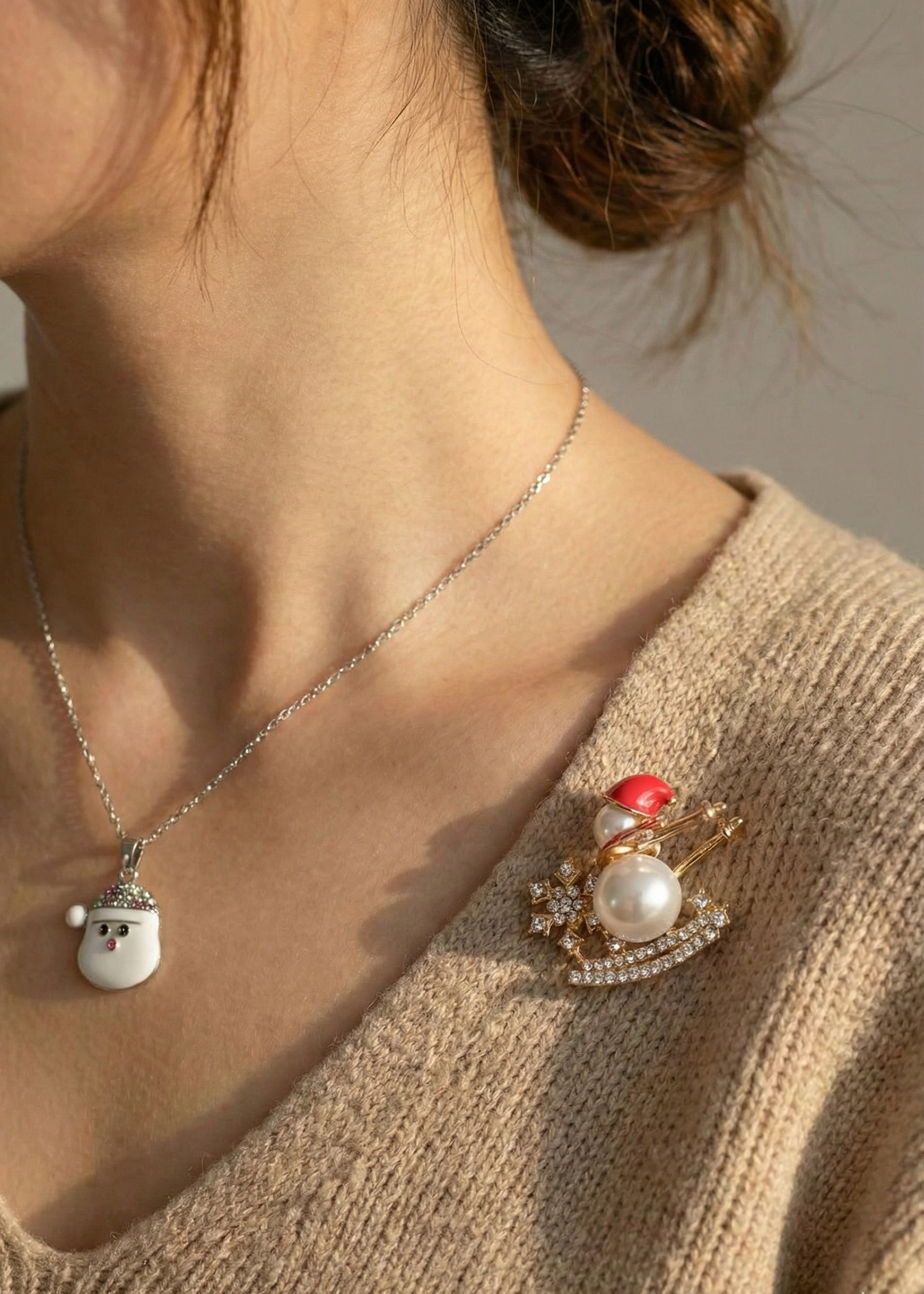 Kızaklı Kardan Adam Model Yılbaşı Temalı Broş