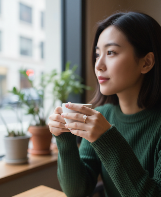 Pirinç Gold Renk Beyaz Gül Model Ayarlanabilir Kadın Yüzük