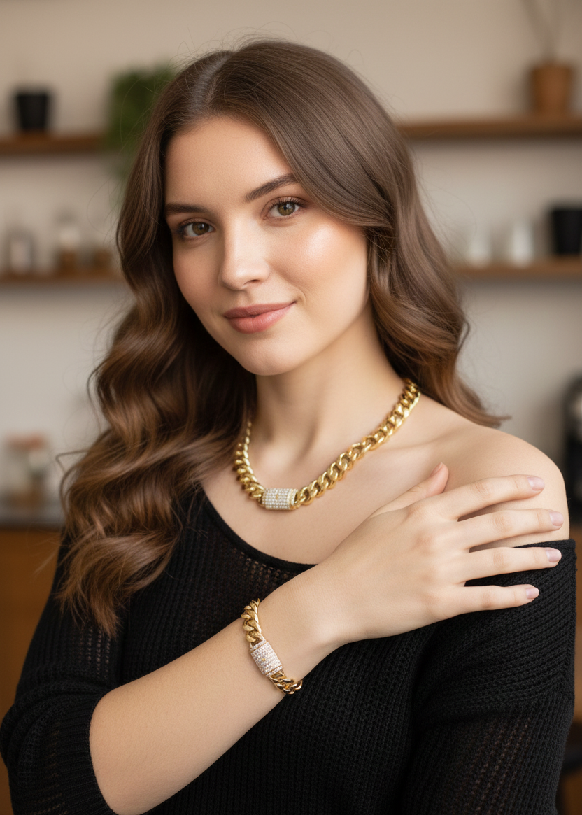 Xuping Gurmet Gold Renk Kolye ve Bileklik Seti