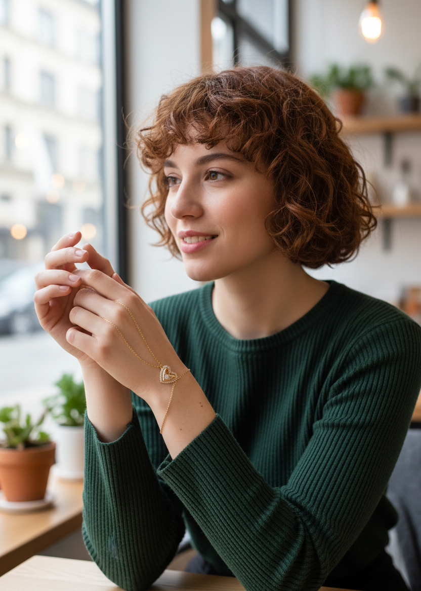 316L Çelik Zincirli Gold Renk Kalp Figürlü Şahmeran